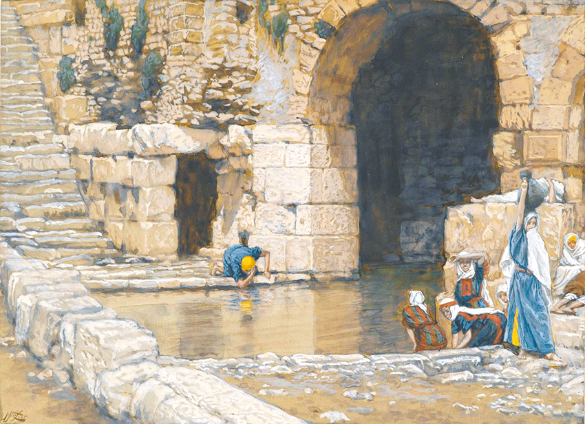 "The Blind Man Washes in the Pool of Siloam", by James Tissot