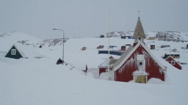 冬季的格陵蘭教會。(翻攝自FB@Paneerag Siegstad Munk）