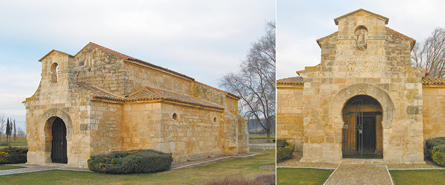 圖一：巴紐斯的聖施洗約翰教堂外觀及入口馬蹄拱門上的十字架。（來源：維基）