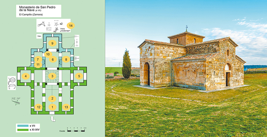 圖三：聖彼得教堂結構圖（來源：維基）；圖二：拉納維的聖彼得教堂外觀。