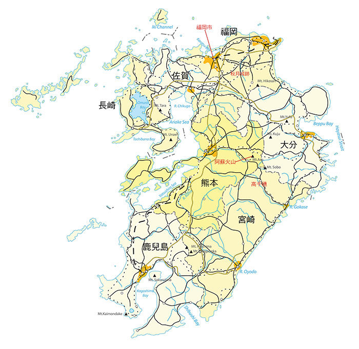 九州相關景點位置圖。