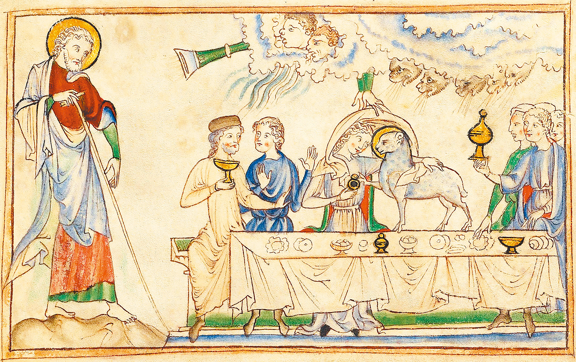 十三世紀羊皮紙畫作〈羔羊的婚宴〉。