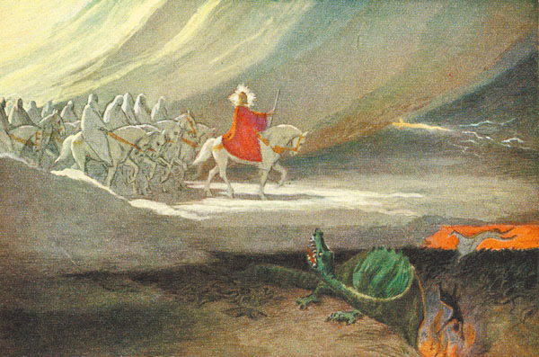 德國畫家Gebhard Fugel描繪 啟示錄十九章11節場景。