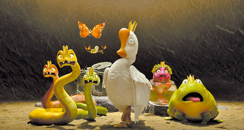 哺乳類動物邀集魚類、兩棲、爬蟲和昆蟲國王展開高峰會。（劇照提供：迪士尼影業）