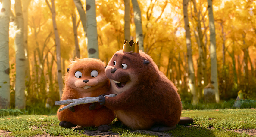 梅寶與河狸喬治國王。（劇照提供：迪士尼影業）