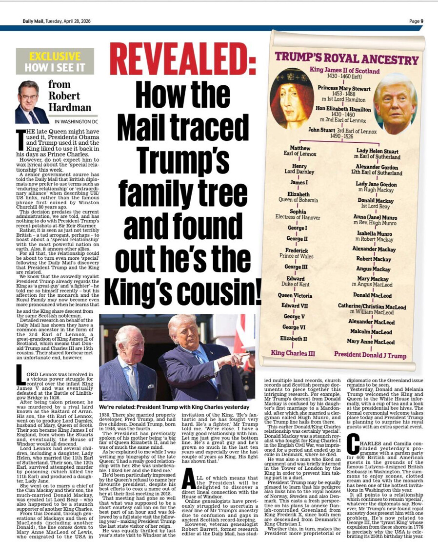 川普母親的蘇格蘭血統。（翻攝自Truth@realDonaldTrump）