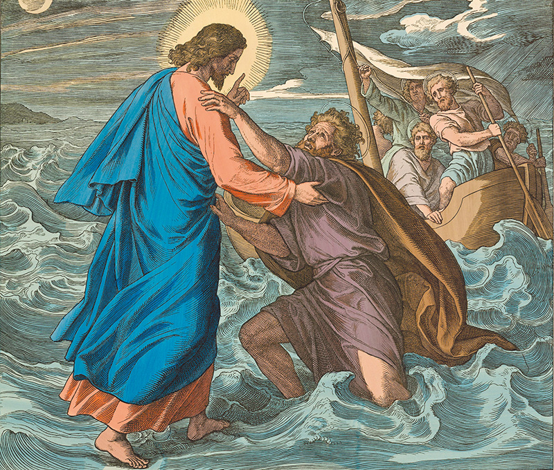 "Jesus heilt den sinkenden Petrus über dem Meere", by Julius Schnorr von Carolsfeld