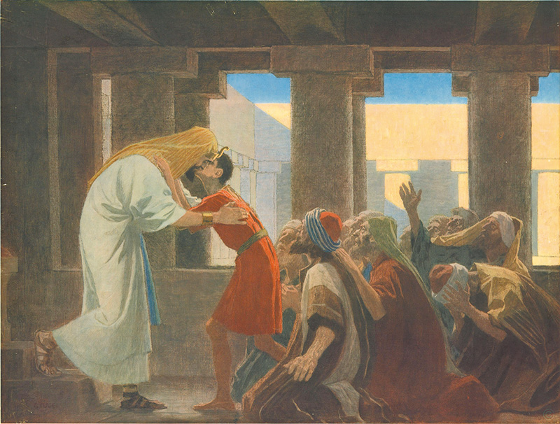 "Joseph reveals himself to his brothers", by Gebhard Fugel