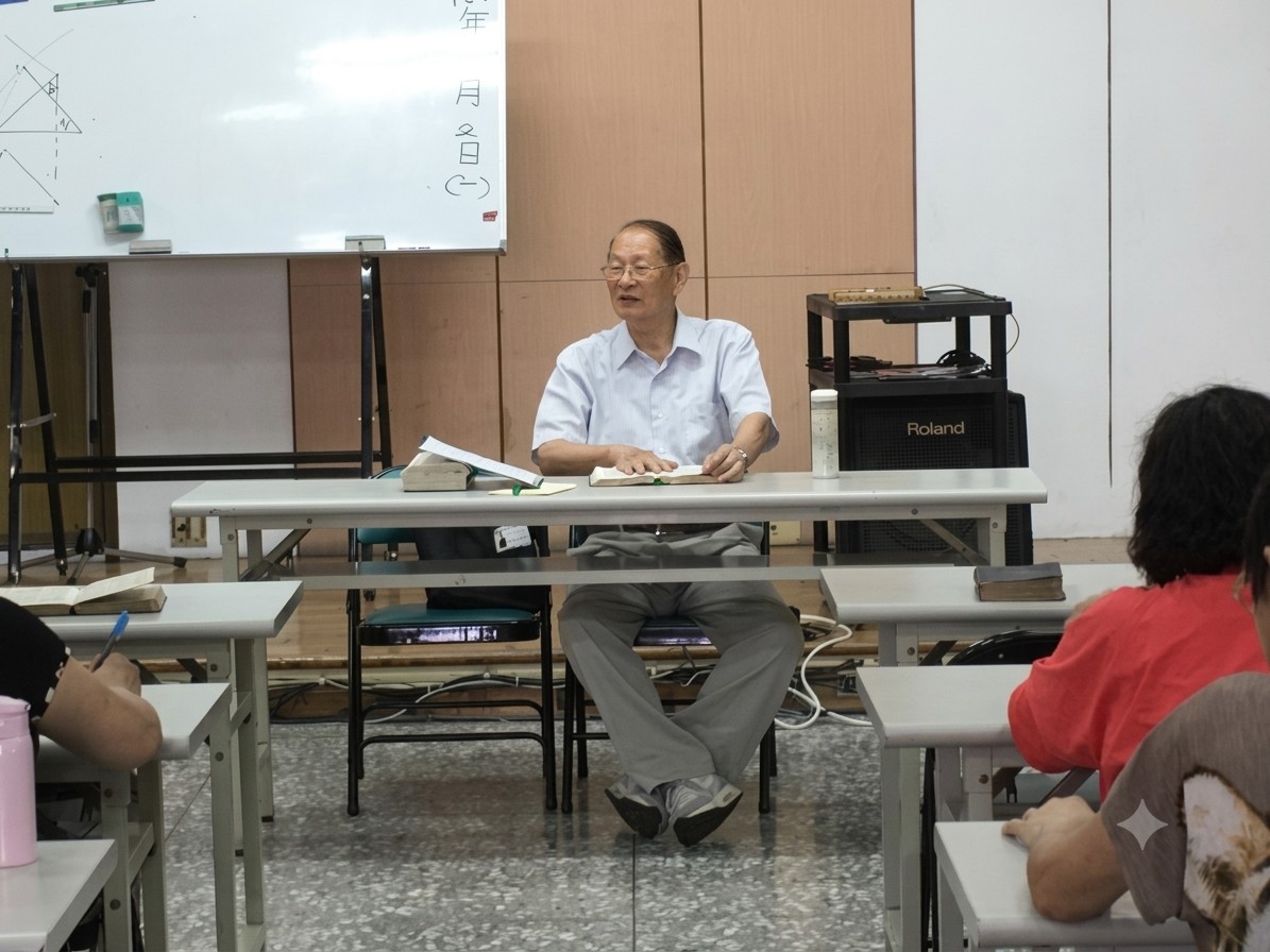 黃金田牧師陪讀聖經。(翻攝自台中聖教會臉書)