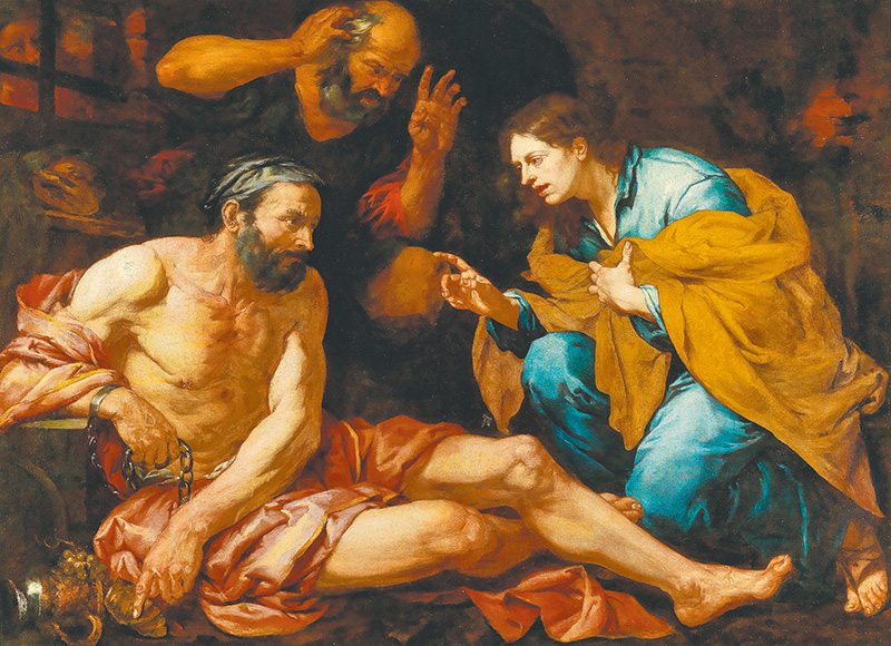 "Joseph interpreting dreams", by Giovanni Battista Langetti