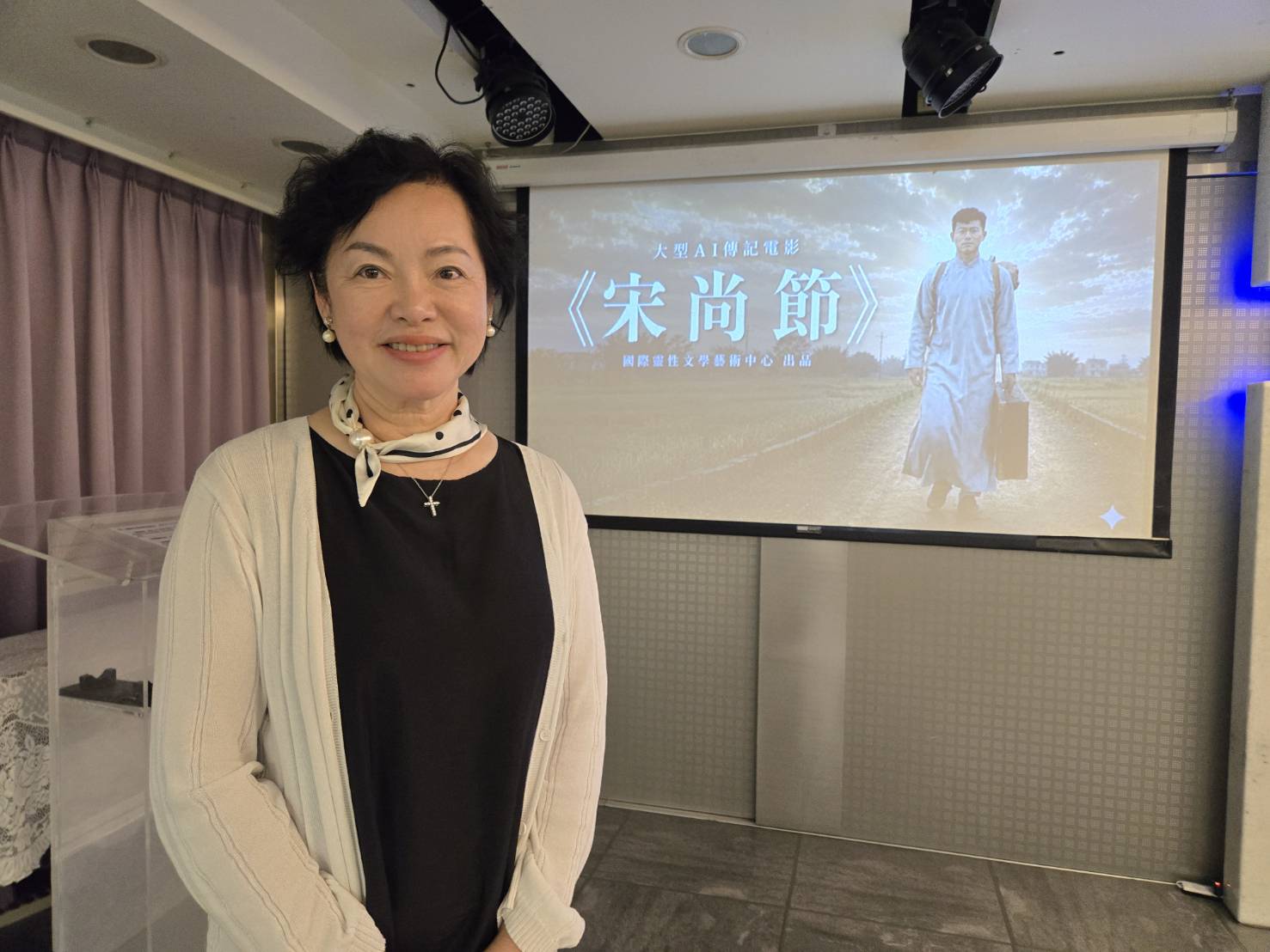 華語AI傳記電影《宋尚節》編劇暨製片施瑋傳道。（圖/梁敬彥攝影）